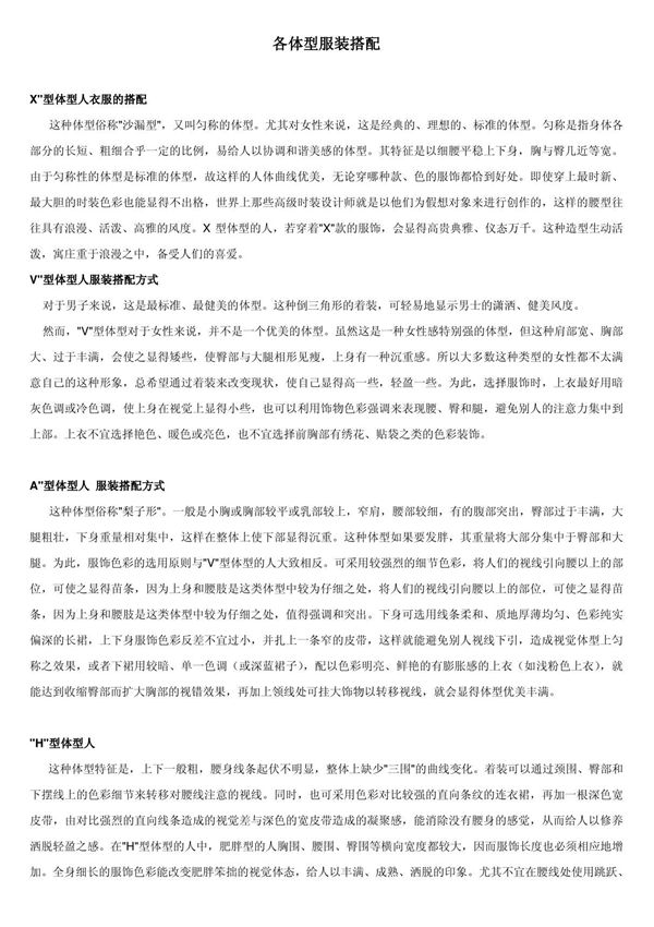 各体型服装搭配