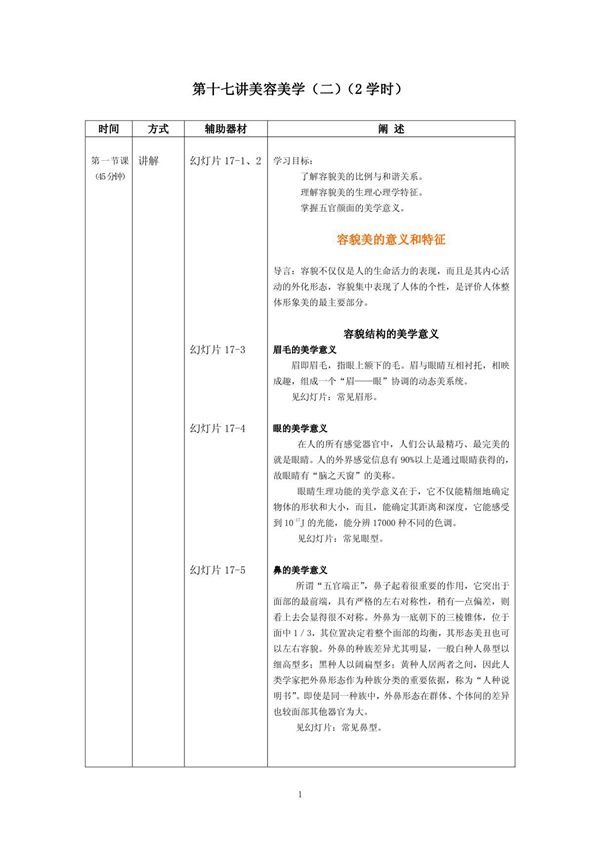 (临床医学)美容护理基础第17讲美容美学(二)详案