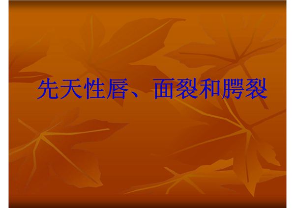先天性唇 面裂和腭裂 同济口腔医学课件