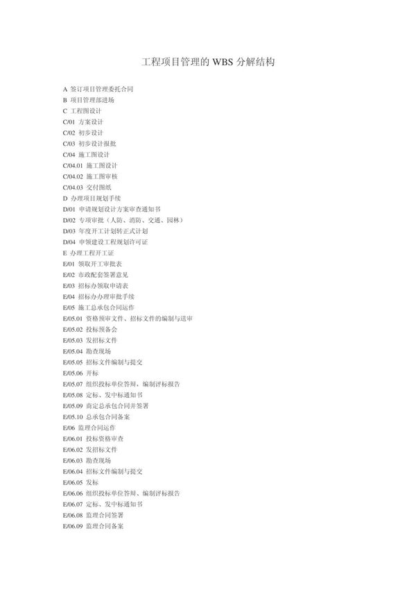 工程项目管理的WBS分解结构