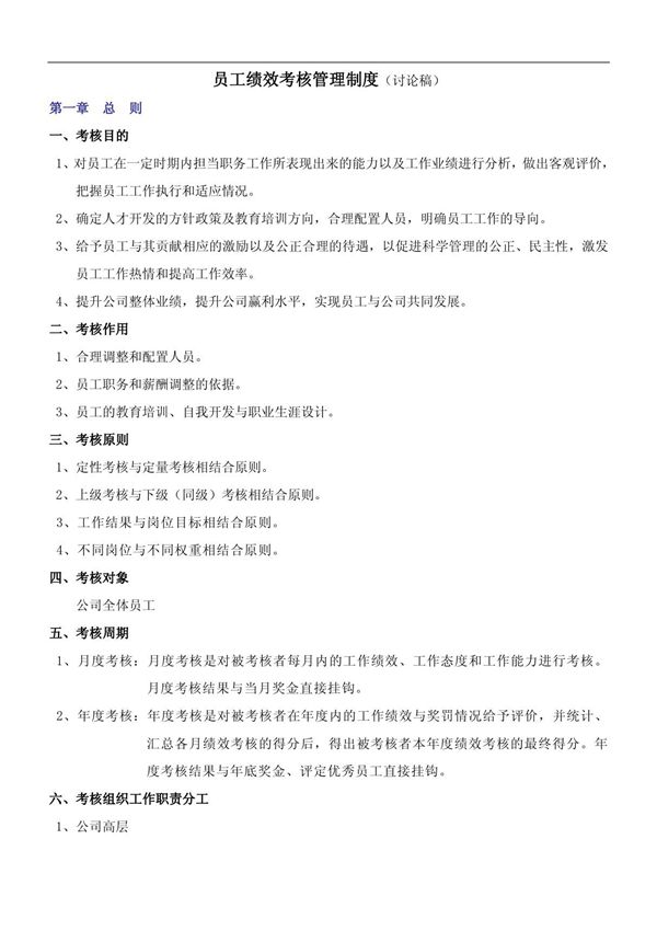 考核细则--工程建筑公司员工绩效考核管理制度