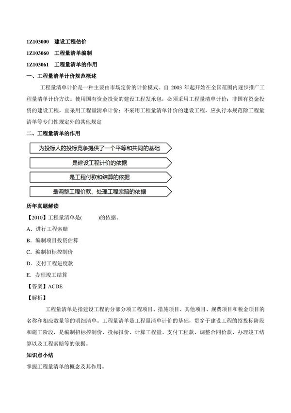 2015一建-工程经济-精讲班-第54讲 1Z103060 工程量清单编制(2015年新版)