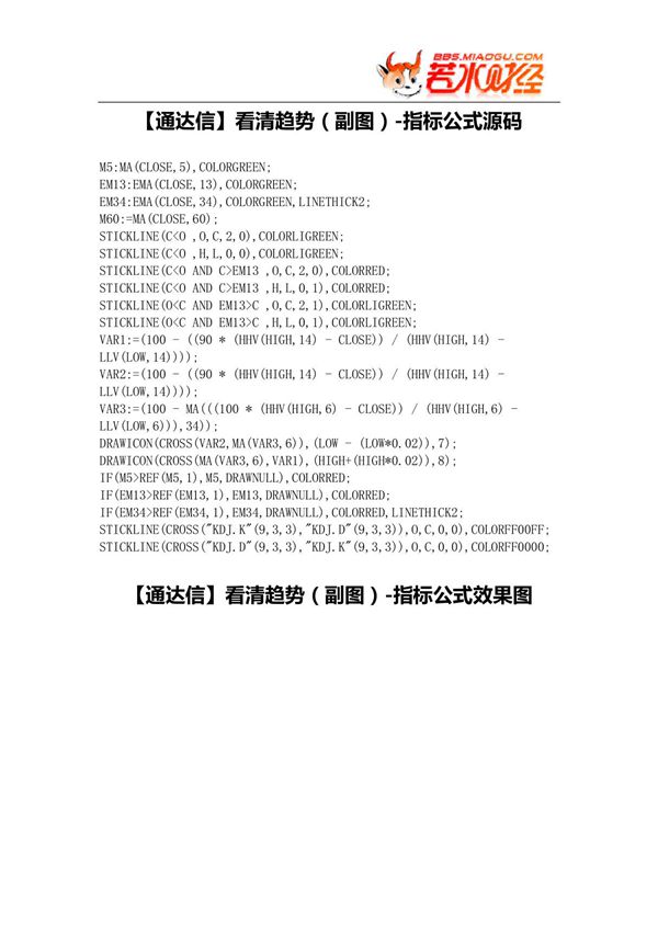 (股票指标公式下载)-(通达信)看清趋势(副图)