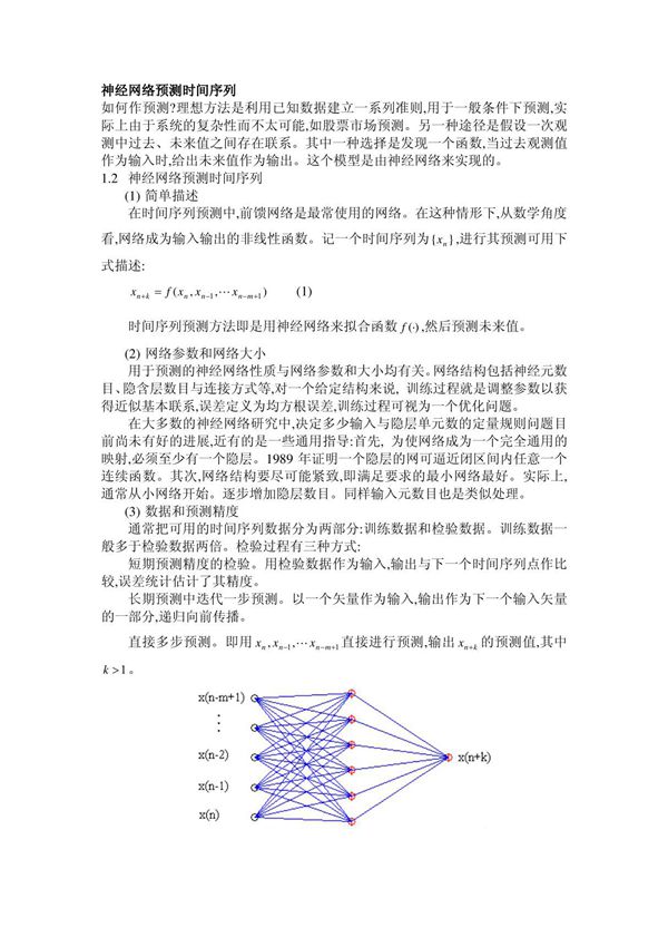 神经网络预测时间序列