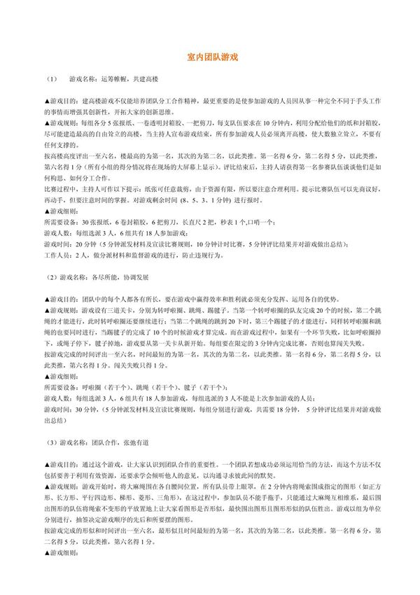 (经营管理)室内团队游戏