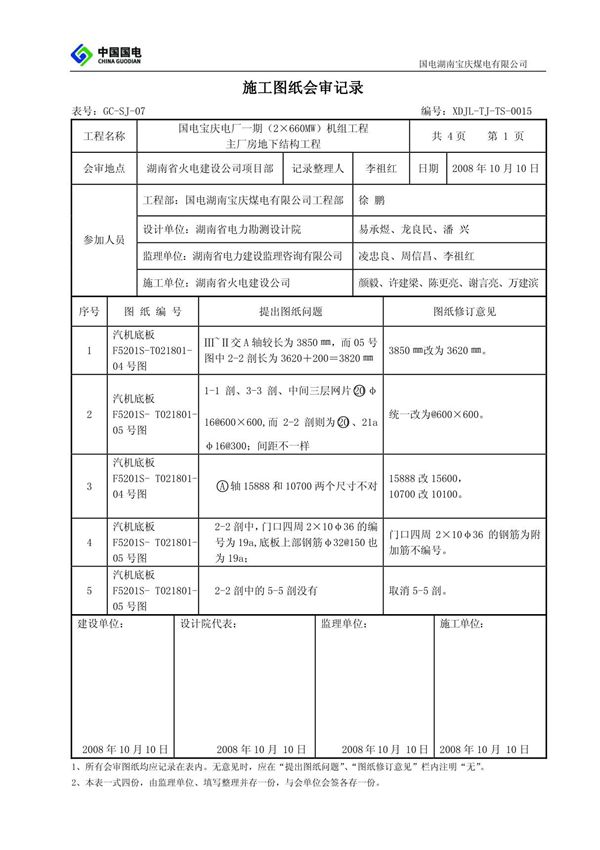 施工图纸会审记录