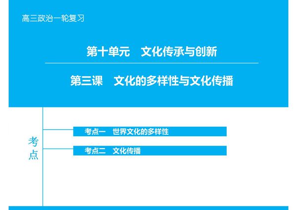 2016届高考政治一轮复习 10.3《文化的多样性与文化传播》ppt课件