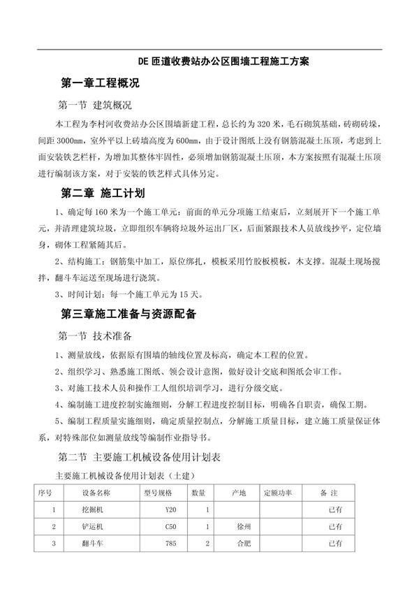 围墙工程施工方案(1)