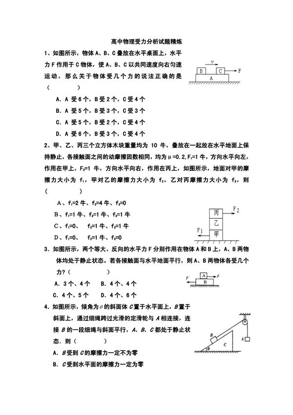 (精品)受力分析专题练习