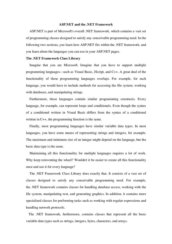 ASP.NET and the .NET Framework