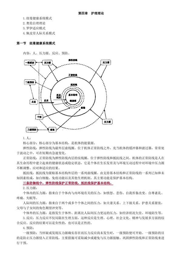 初级护师基础护理学的护理理论讲义