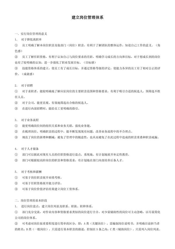 建立岗位管理体系