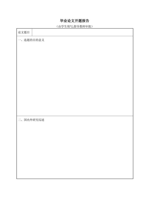 郑州大学商学院本科毕业论文开题报告及相关表格