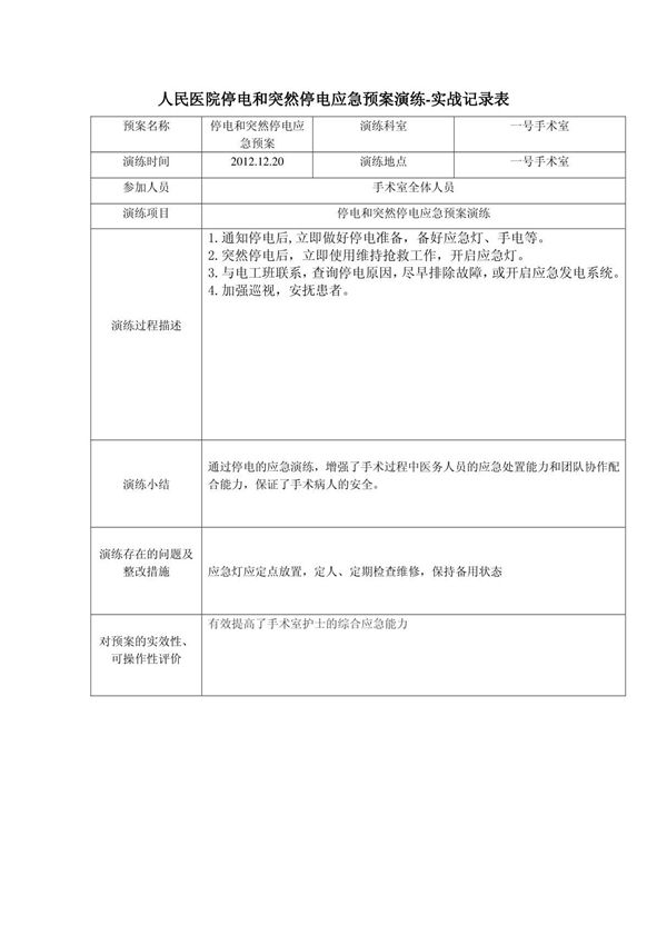 手术室应急预案演练
