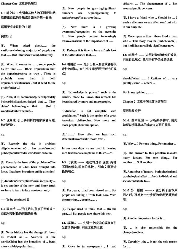 顺利通过英语六级 写作技巧以及常用写作句型