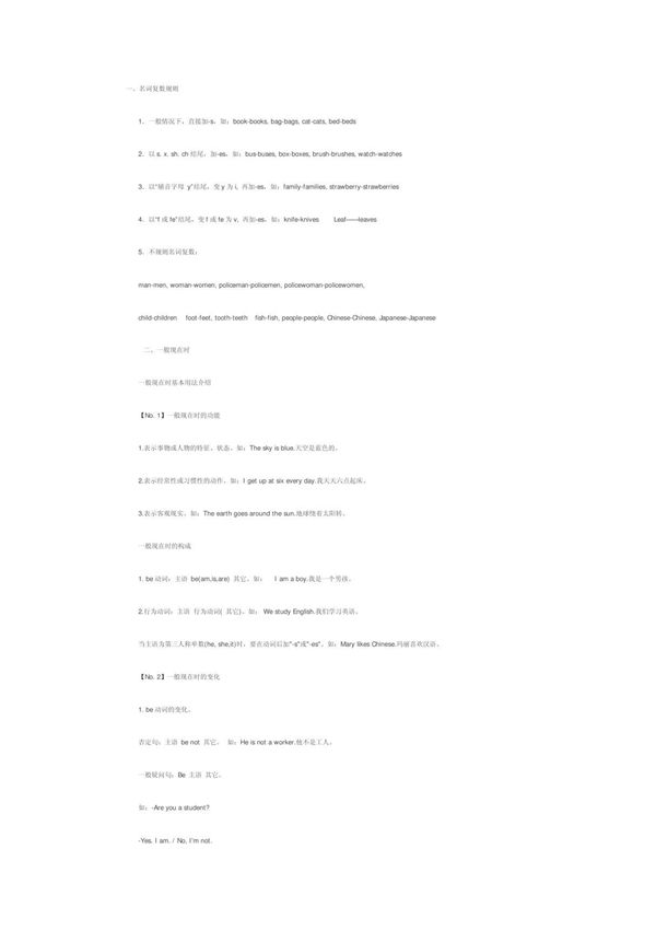 人教版小学英语语法大全