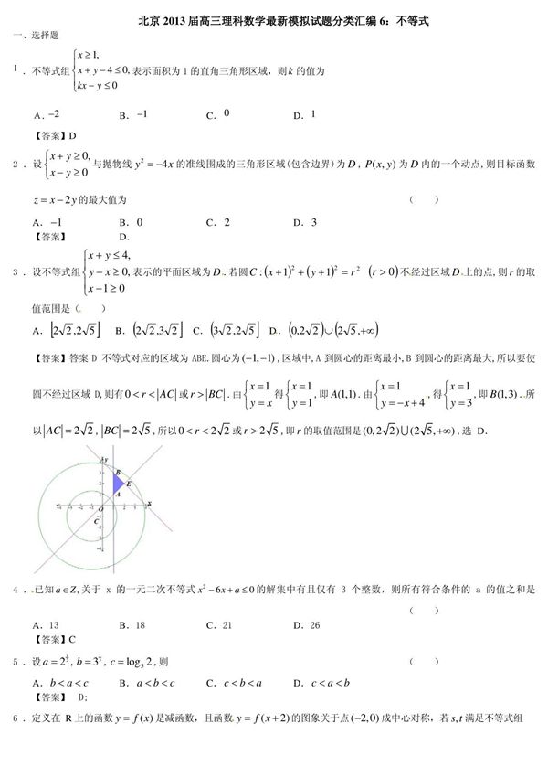 不等式高考题训练