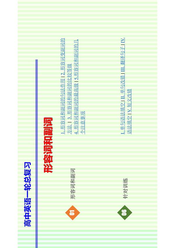 高中英语一轮总复习 英语语法专题 形容词和副词