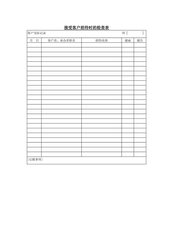 接受客户招待时的检查表(模板样本)