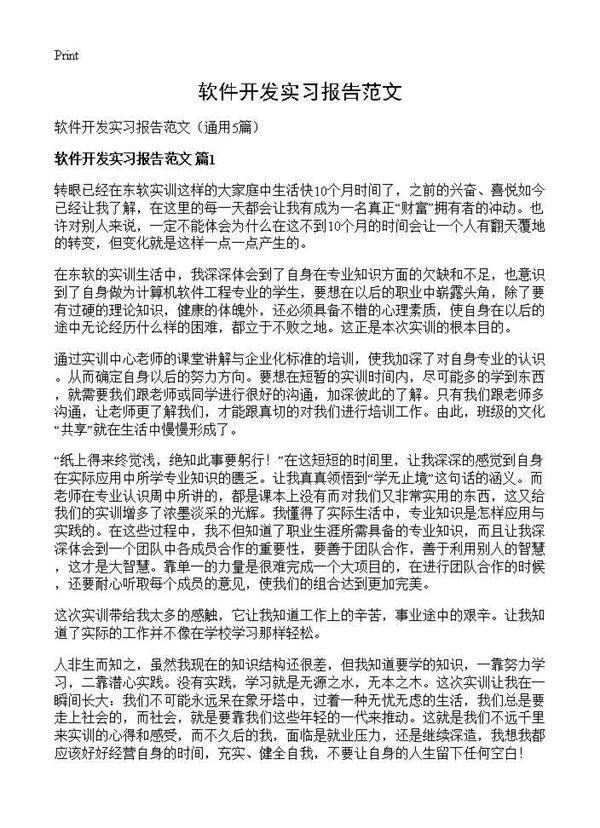 软件开发实习报告范文5篇