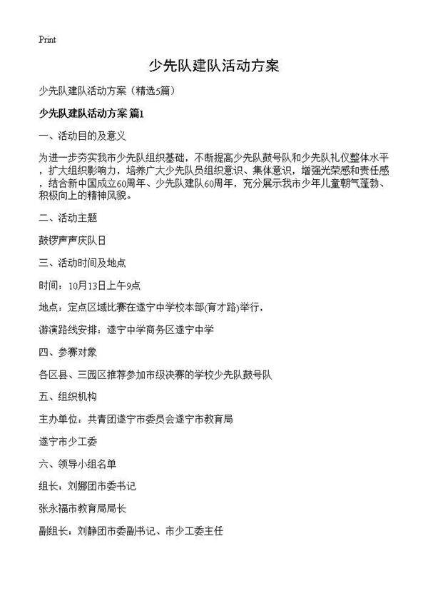 少先队建队活动方案5篇