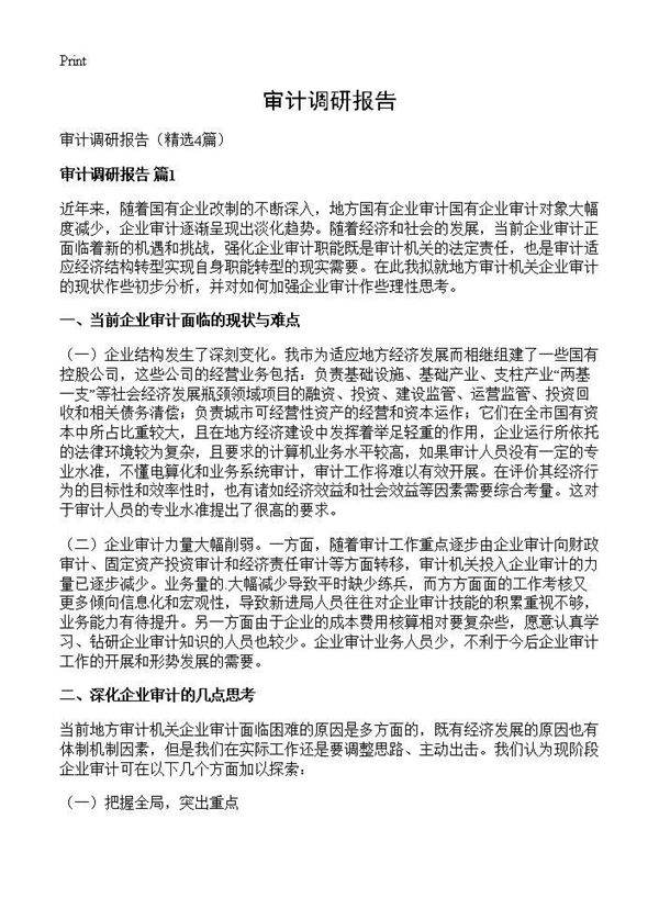 审计调研报告4篇