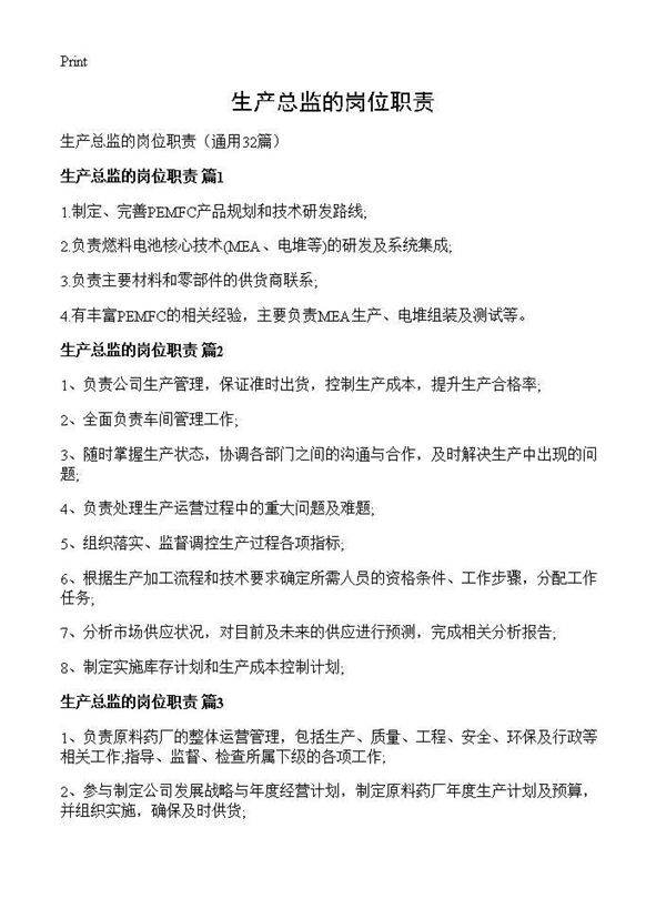 生产总监的岗位职责32篇