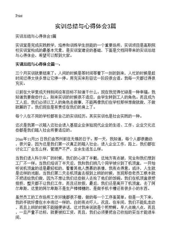 实训总结与心得体会3篇