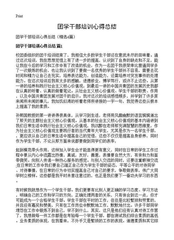团学干部培训心得总结4篇