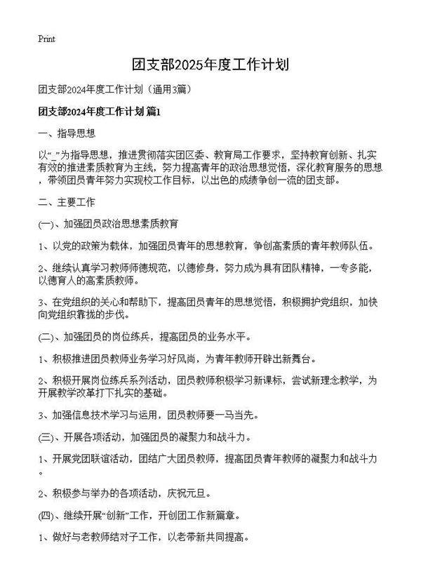 团支部2024年度工作计划3篇