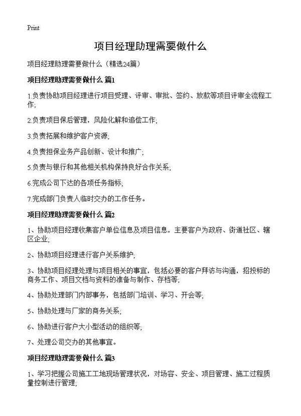 项目经理助理需要做什么24篇