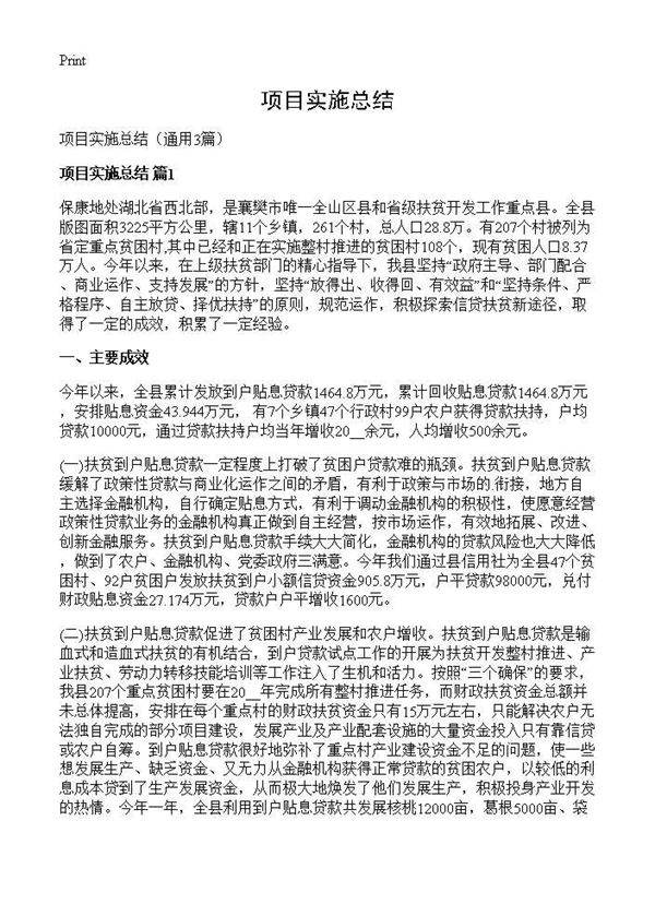 项目实施总结3篇