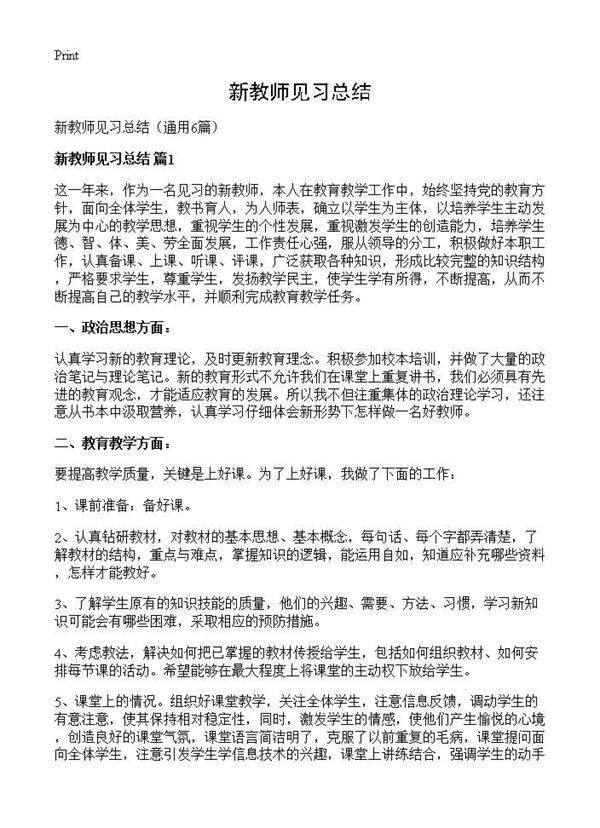 新教师见习总结6篇