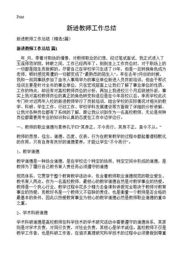 新进教师工作总结5篇