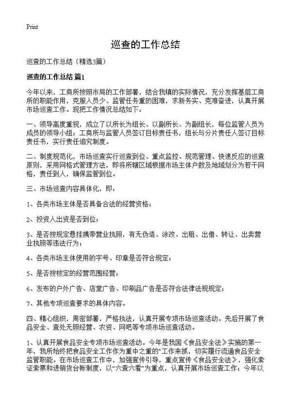 巡查的工作总结3篇