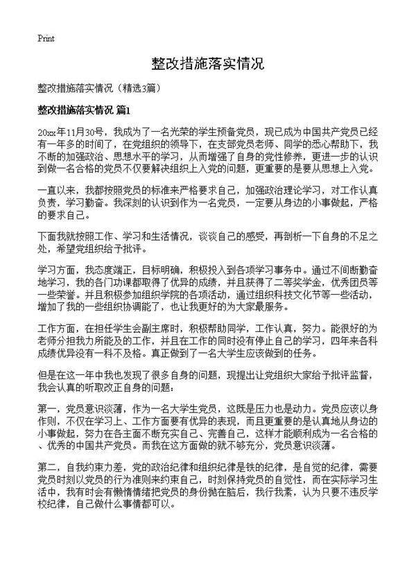 整改措施落实情况3篇