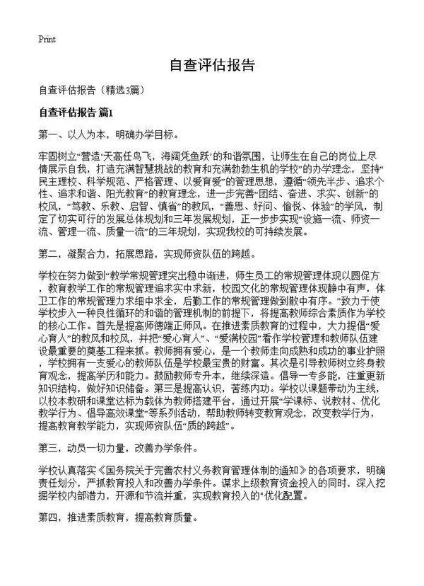 自查评估报告3篇