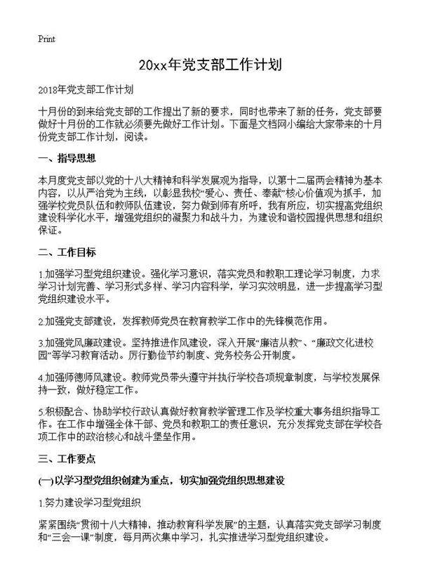 2025年党支部工作计划