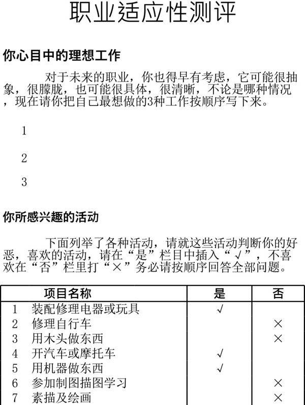 职业适应性测评