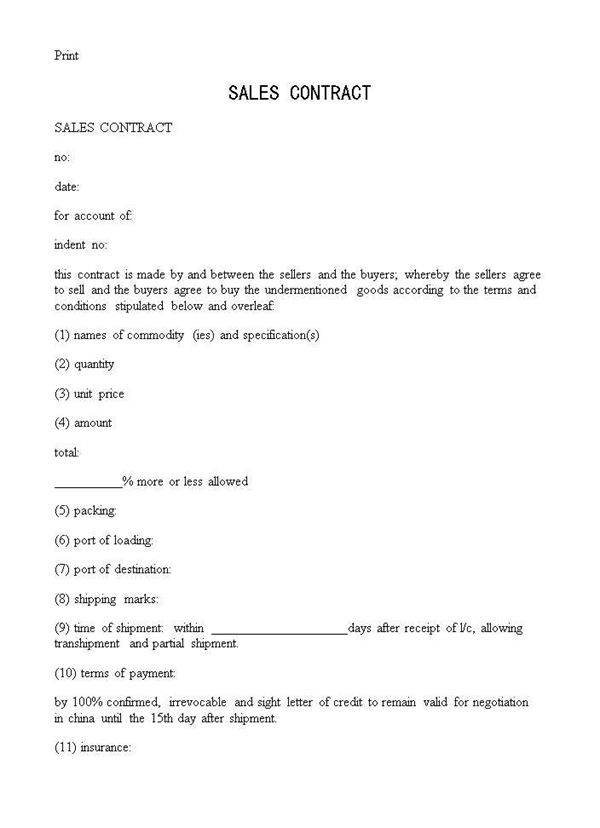 SALES CONTRACT