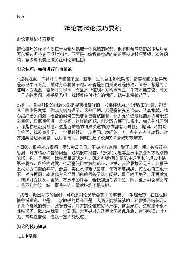 辩论赛辩论技巧要领