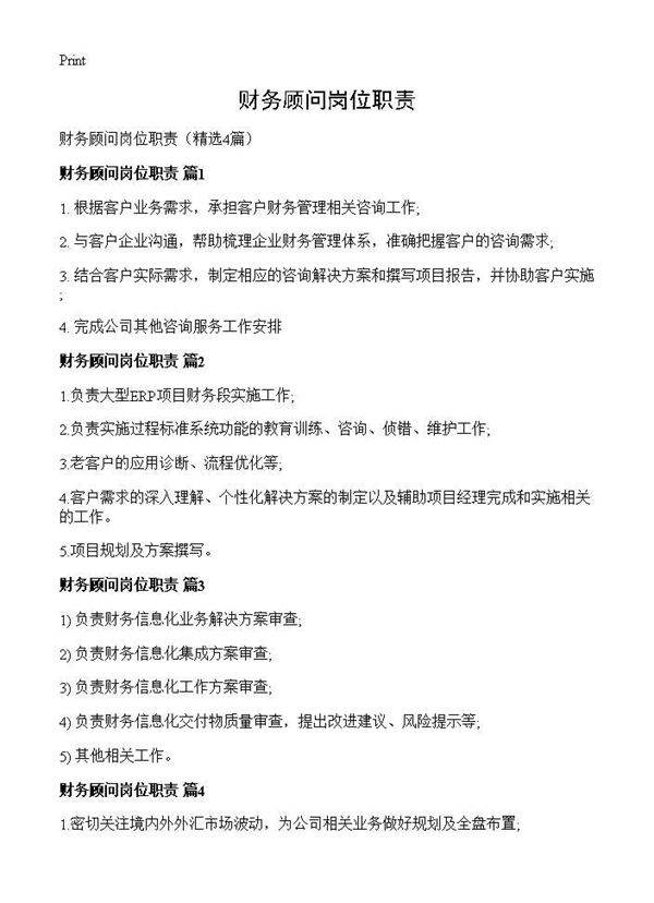 财务顾问岗位职责4篇