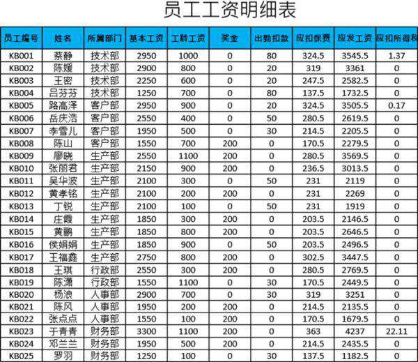 员工工资条 员工工资条