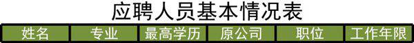 应聘人员登记表格模板