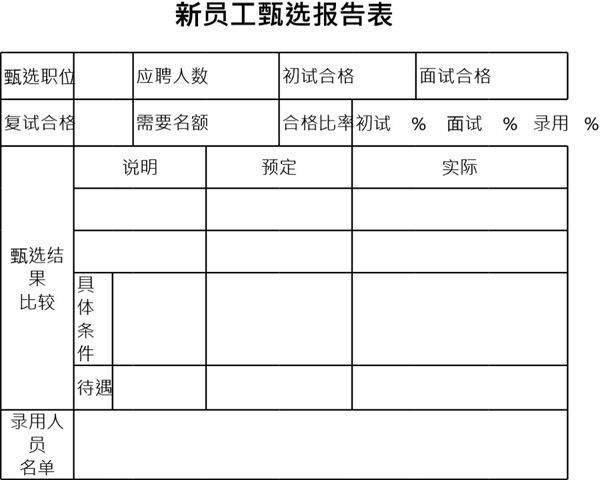 新员工甄选报告表