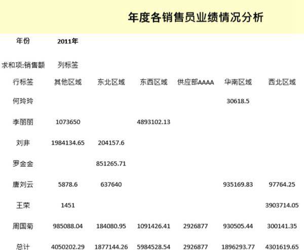 销售员业绩情况分析