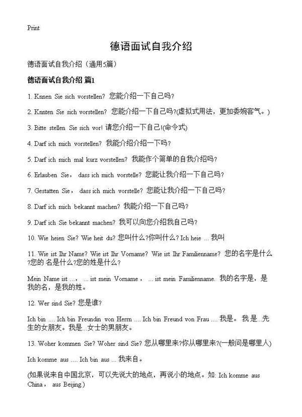 德语面试自我介绍5篇