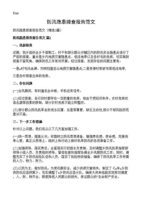 防汛隐患排查报告范文3篇