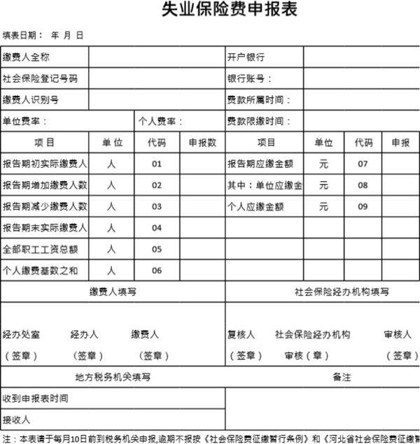 失业保险申报表