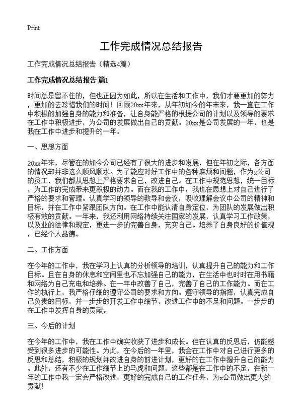 工作完成情况总结报告4篇